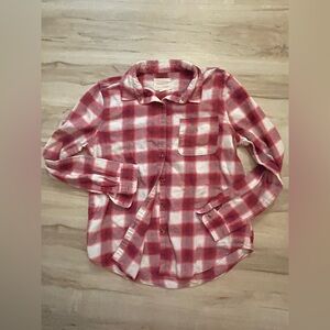 Aeropostale Red and White Plaid Boyfriend Shirt